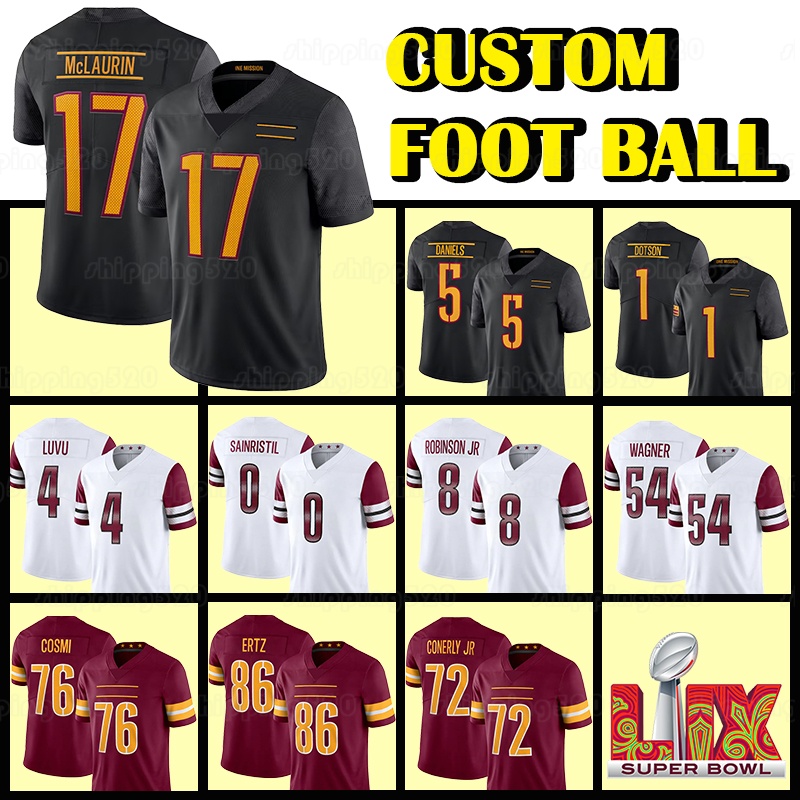 17 Terry McLaurin Football Jersey 5 Jayden Daniels 4 Frankie Luvu Josh Conerly Jr Austin Ekeler Tyler Biadasz Tress Way Laremy Tunsil Will Harris Marcus Mariota