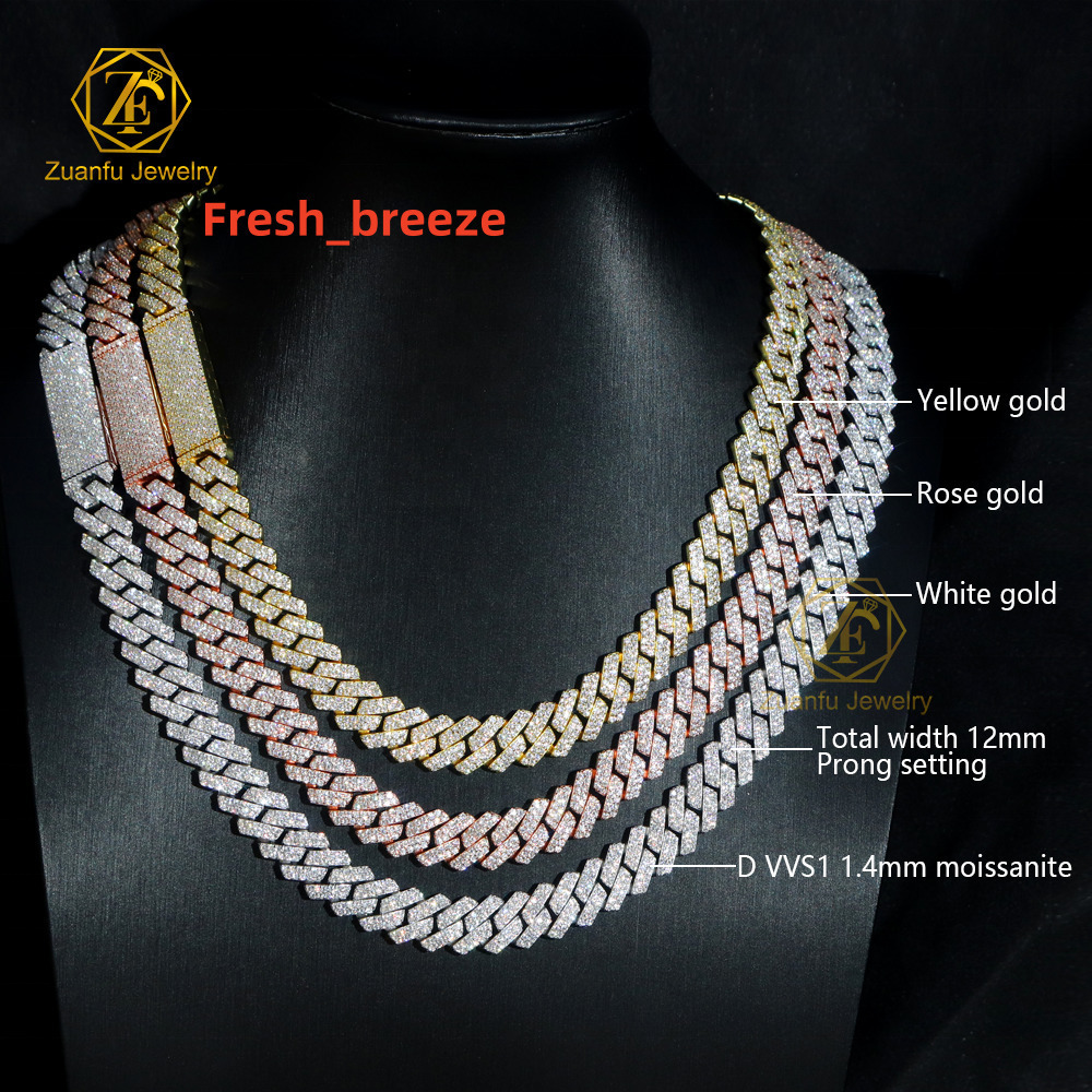 Wholesale Mens Stylish Cuban Link Bracelet Necklace 6MM15MM VVS Moissanite Iced Diamond Hip Hop Style Mens Stylish Cuban