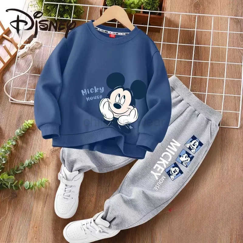 Disney Autumn Baby Girl Boy Clothes Set Children Mickey Printing Sweatshirt Top and Pants Bottom Two Piece Suit Cotton Tracksuit H2510221