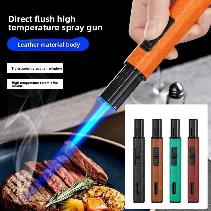 Windproof Butane Lighter Adjustables Blue Flames Inflatable Lighter for Outdoor BBQ C2510224