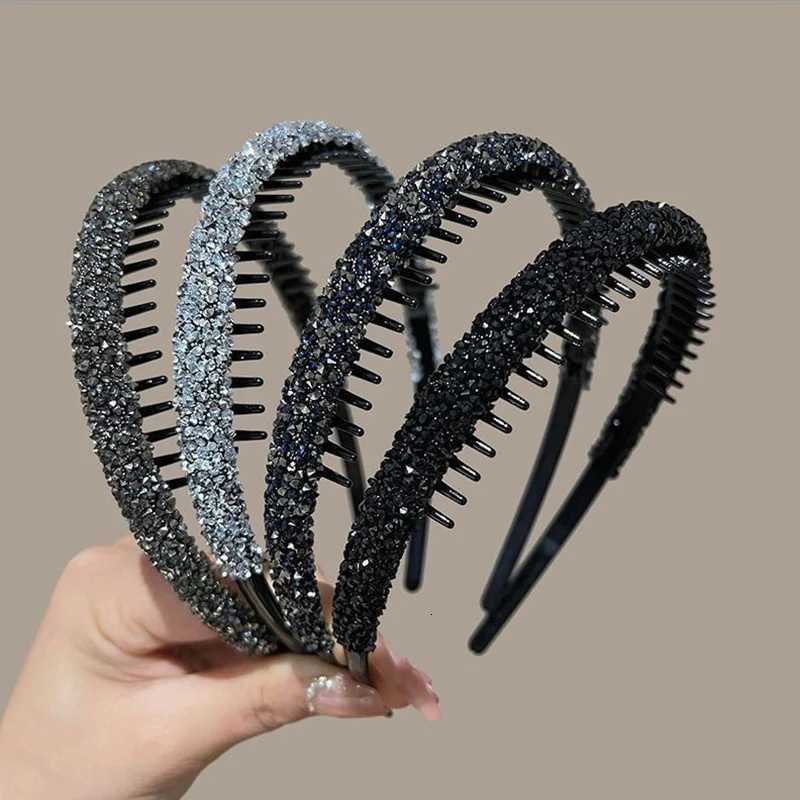 Nonslip Rhinestone Hair Hoops Bands Women Toothed Elastic Headbands For Women Shiny Luxury Hair Hoops Bezel Accessories V251022