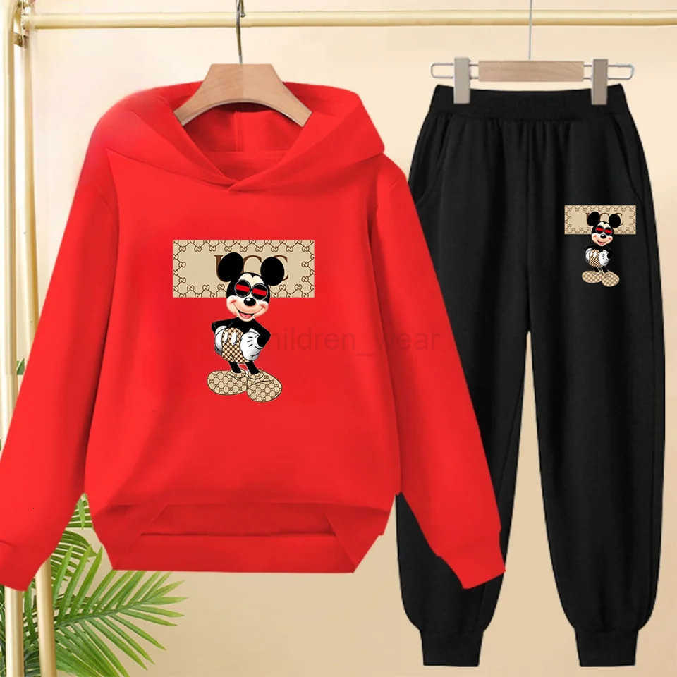 Disney Childrens Mickey Mouse Anime Hoodie Boys Girls 312Yrs Clothing Charming Casual SweatshirtPants 2P Sunshine Leisure Sports Set H251022
