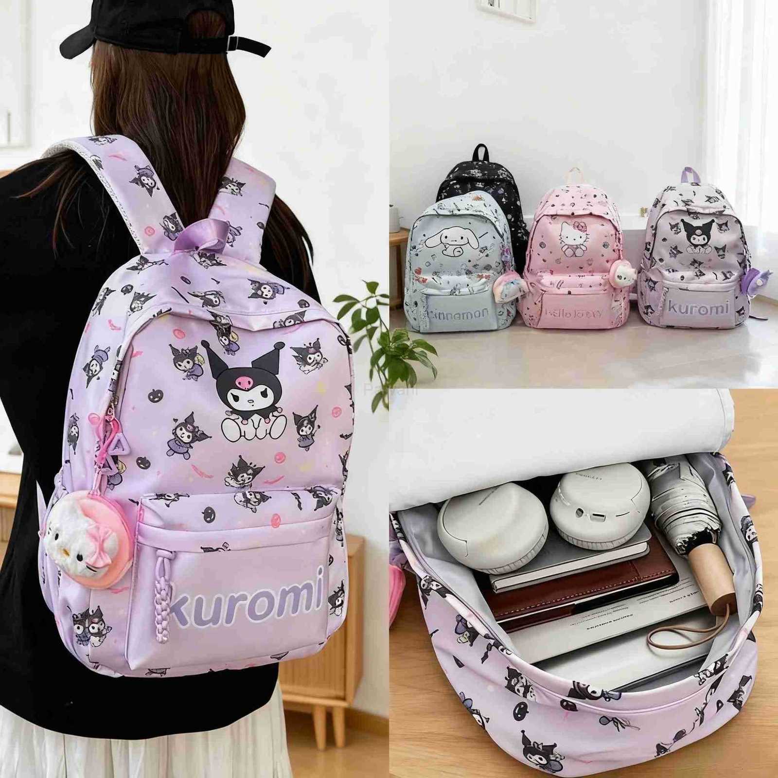 Sanrio 2025 New Kuromi Melody Backpack Korean Edition Casual Cute Cartoon Large Capacity Wear resistant Backpack L251022