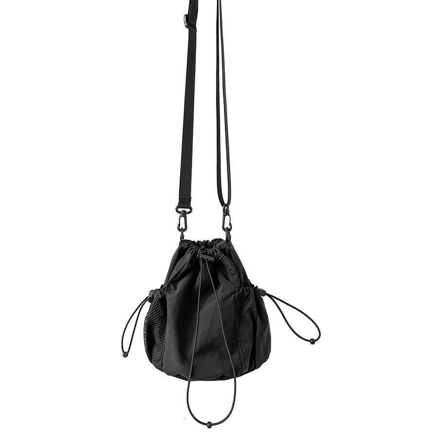 New Bucket Drawstring Pleated Nylon Casual Versatile Summer Shoulder For Women Niche Korean Style Crossbody Small Bag B5