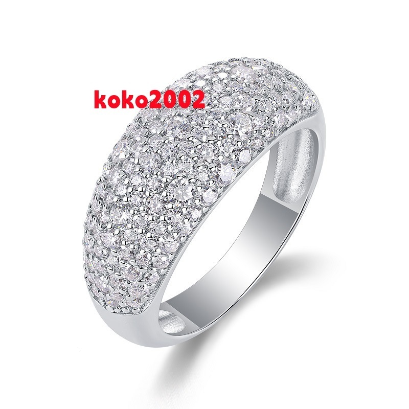Luxury Womens Moissanite Ring with Pave Setting S925 Silver Dome Design Elegant Jewelry