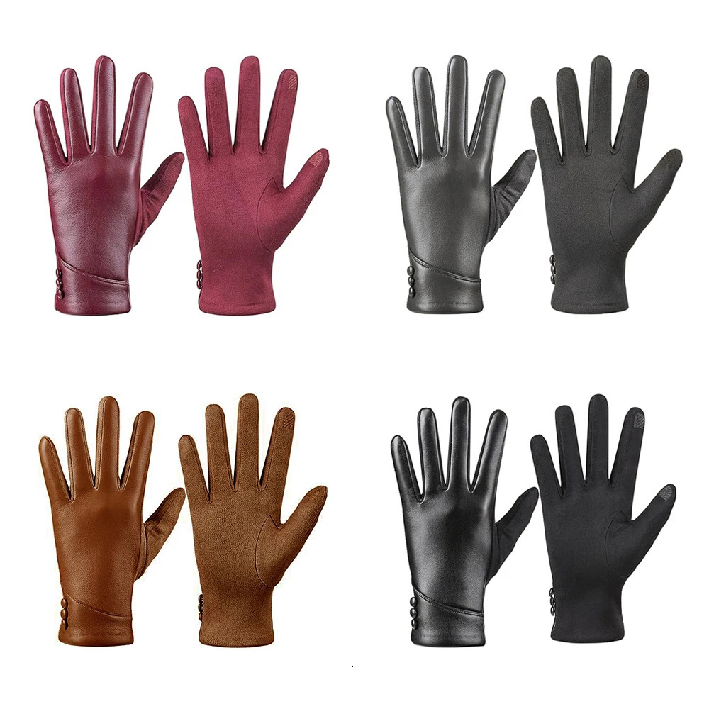 Genuine Leather Gloves for Women Soft Sheepskin Warm Touchscreen Gloves Fashion Women Leather Gloves Winter 251020