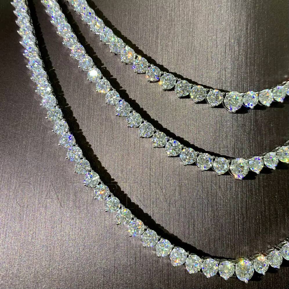 Cadermay Fine Jewelry Tennis Pendant Necklace AGL Certificate 65mm D VVS Moissanite Chain Graduated Tennis Necklace