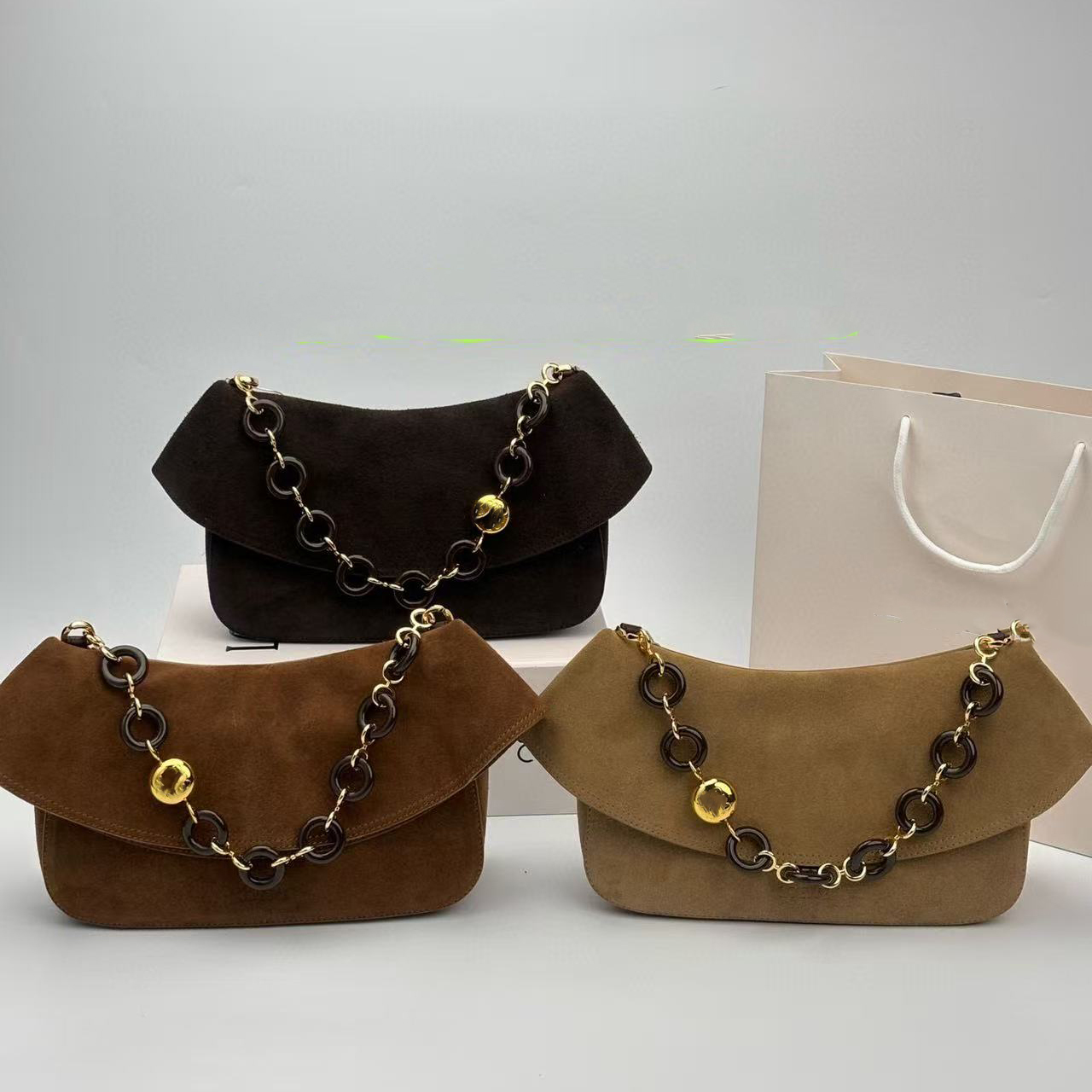 Designer Cross Body bag Faux Suede Cowhide Shoulder bags Detachable Luxury bags Stylish Chain bags Geometric puzzle mini bags Practical for commuting