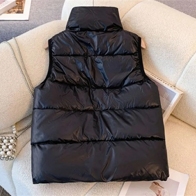 Korean Men Fashion Down Cotton Vest Tops Winter Man Casual Cotton Padded Waistcoat Boy Stand Collar Puffer Sleeveless Coat 251016