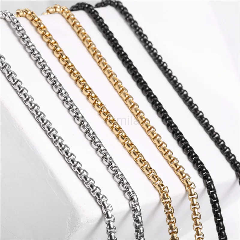 HNSP 2MM6MM Stainless Steel Chain Necklace For Men Women Jewelry Pendant Accessories U251022