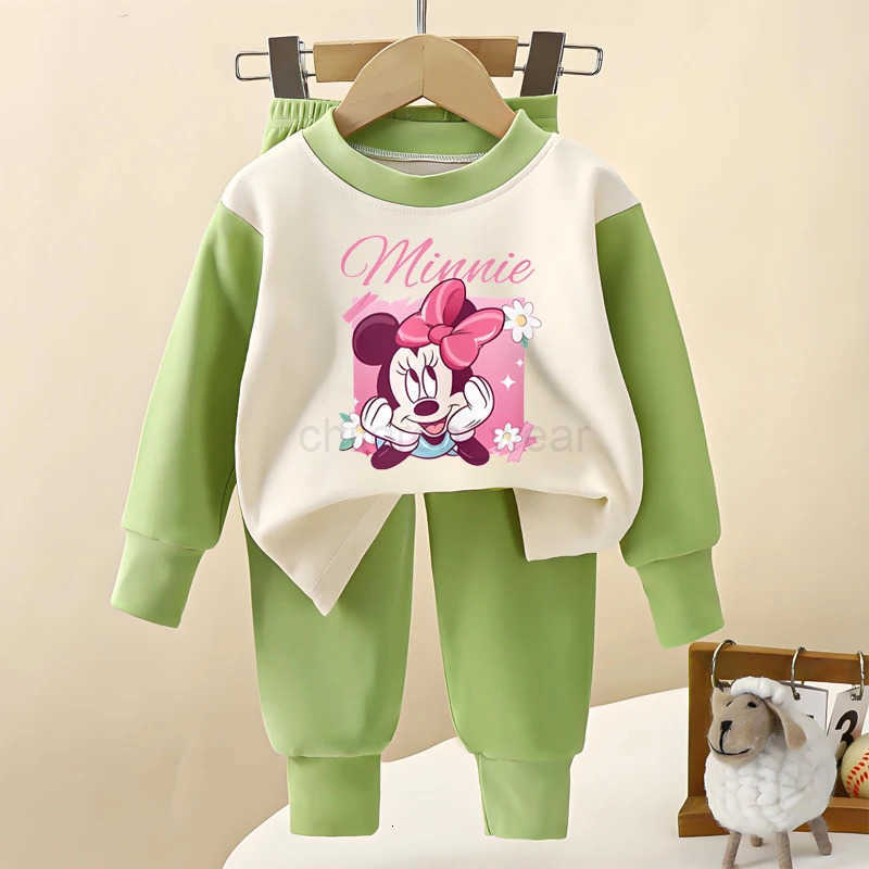 Disney Springautumn New Childrens Clothing Sets Baby Girls O Neck Hoodies Pants Two Piece Kids Casual Sweatshirt Set Tracksuit H251022