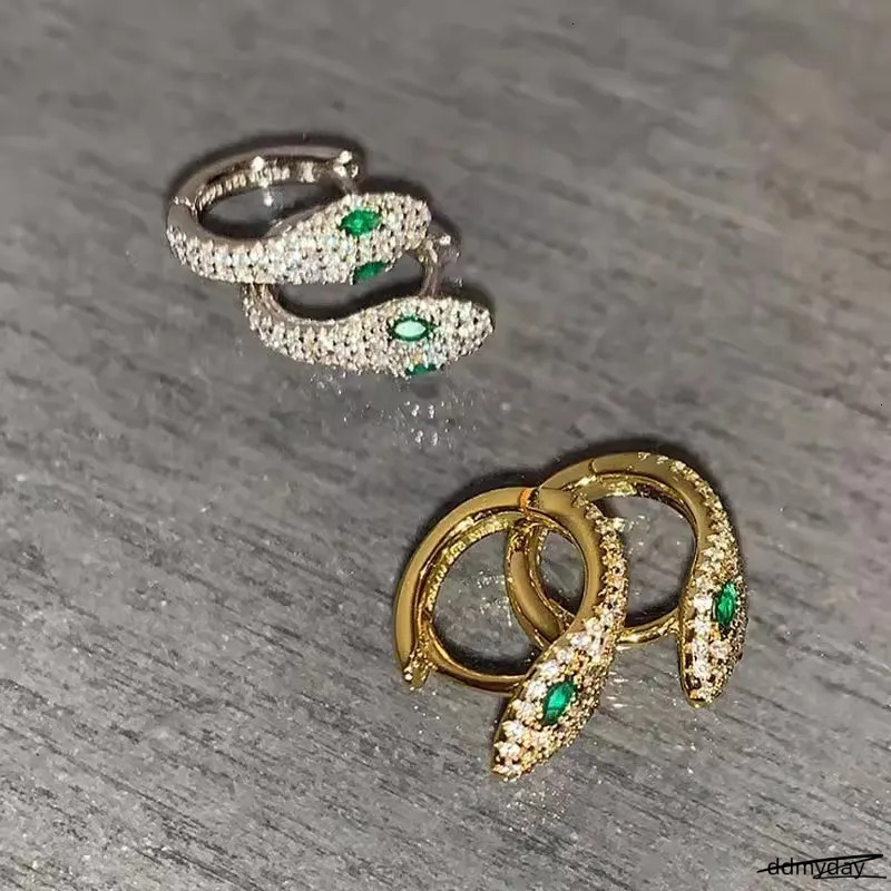 S Sterling Sier Serpentine Earrings For Women - Fashion Micro Zircon Inlaid Bright Hip Hop Style Ddmyday