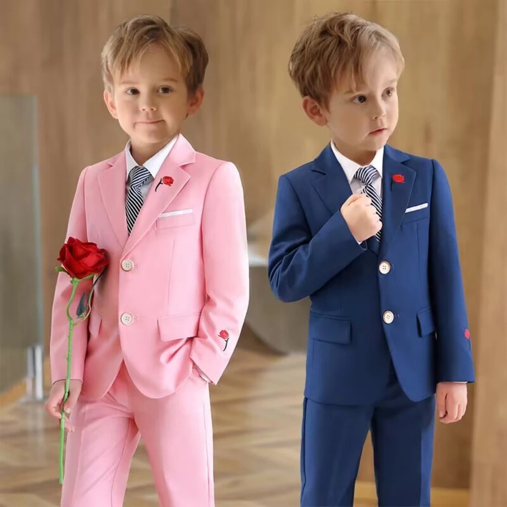 Cute Toddler Solid Suit Set Regular Fit 3 Pieces Blazer Pants Tie Little Handsome Boys Suits Tuxedo For Child 214 Years 251021