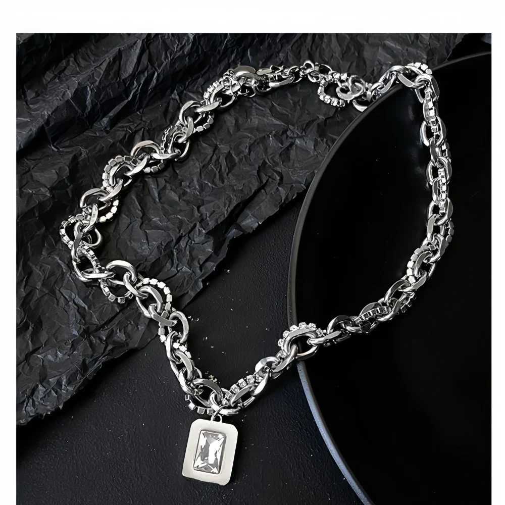 Hip Hop Imitation Sunglasses Men Choker Retro Silver Color Cuban Chain Necklace Fashion Design Jewelry Trendy Accessories V251022