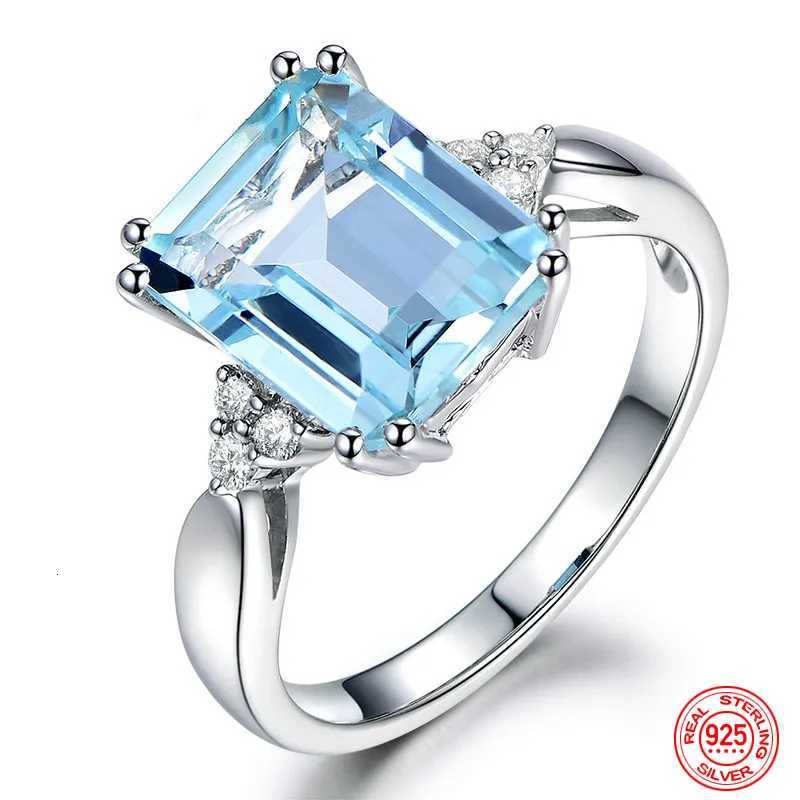 925 Sterling Silver Fashion Aquamarine Gemstone Ring For Women Wedding Party Jewelry Gifts WholesaleL251022