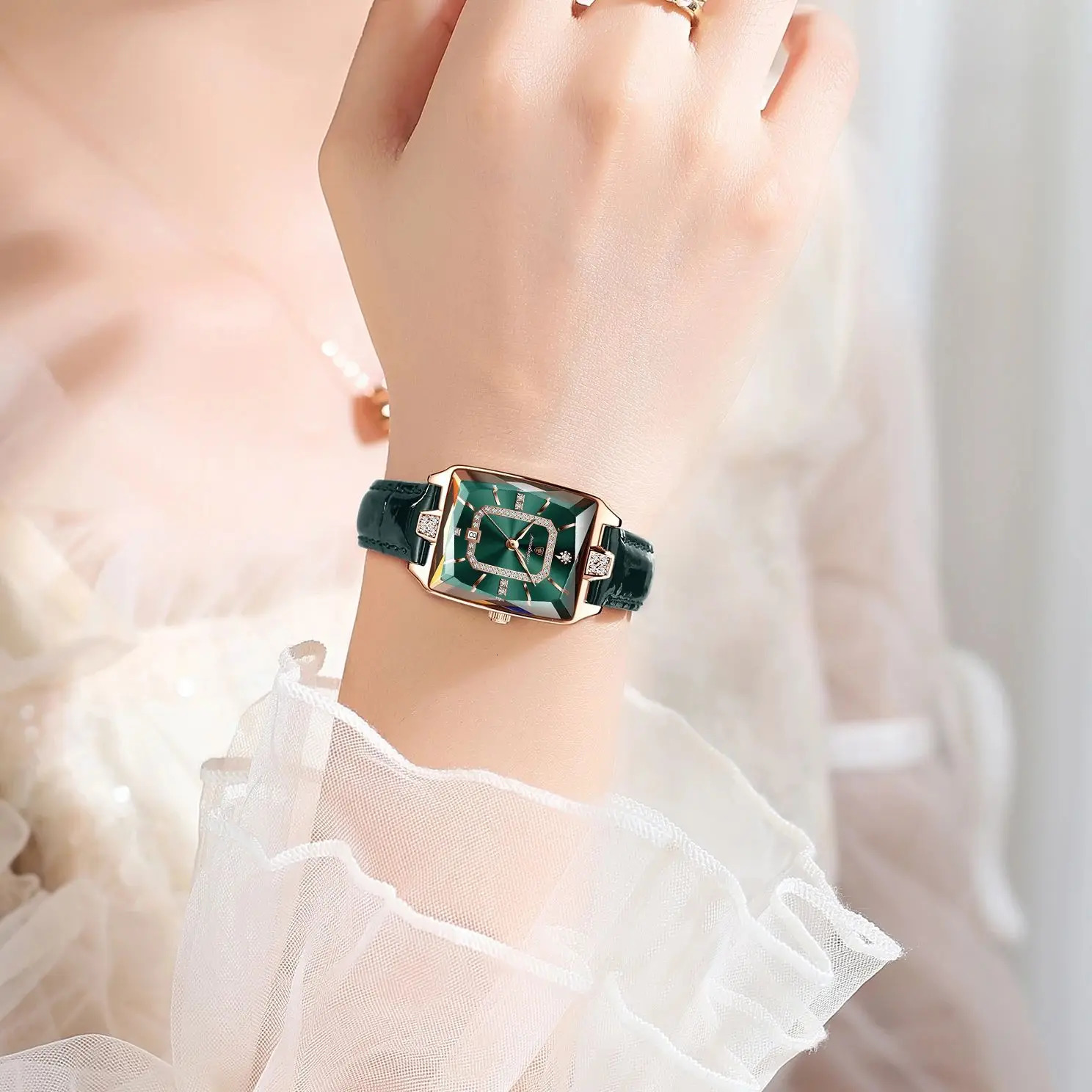 POEDAGAR Rectangle Womens Watches Waterproof Date Leather Woman Watch Elegant Fashion Quartz Women Wristwatch Reloj Gift 251027