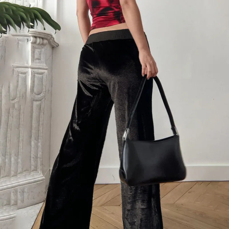 Goth Dark Techwear Fashion Stars Rhinestone Drawstring Pants Mall Streetwear 90s Grunge Soft Velvet Trousers Women Y2K Pant 251017