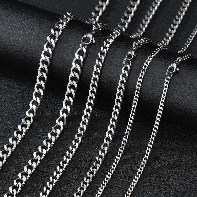 Basic Punk Stainless Steel 357mm Curb Cuban Necklaces For Men Women Black Gold Color Link Chain Chokers Solid Metal Jewelry V251022