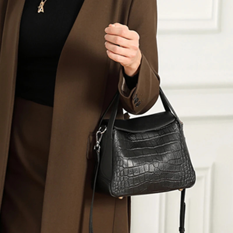 Hifashion Cowhide Genuine Leather Tote Handbags For Women 2025 Pattern Ladies Shoulder Crossbody Bags 251018