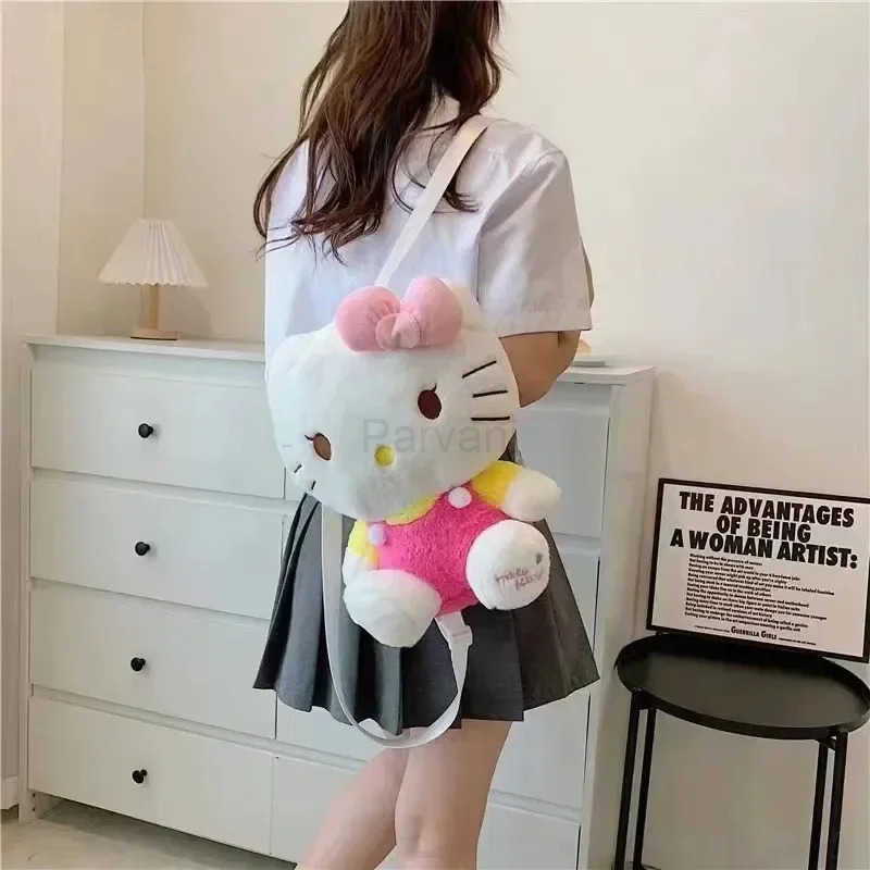 Sanrio Cartoon Hello Kitty Kawaii Anime Bag Plush Backpack Stuffed Animals Dolls Plushie Toys KT Shoulder Backpacks Bags L251022
