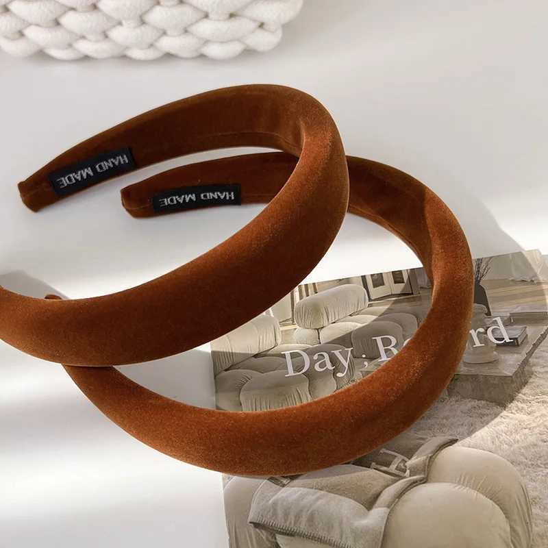 Winter New Pumpkin Color Velvet Headbands For Woman Girls Elegant Hair Hoop Wide Sponge Hairband Female Fashion Hair Accessories V251022