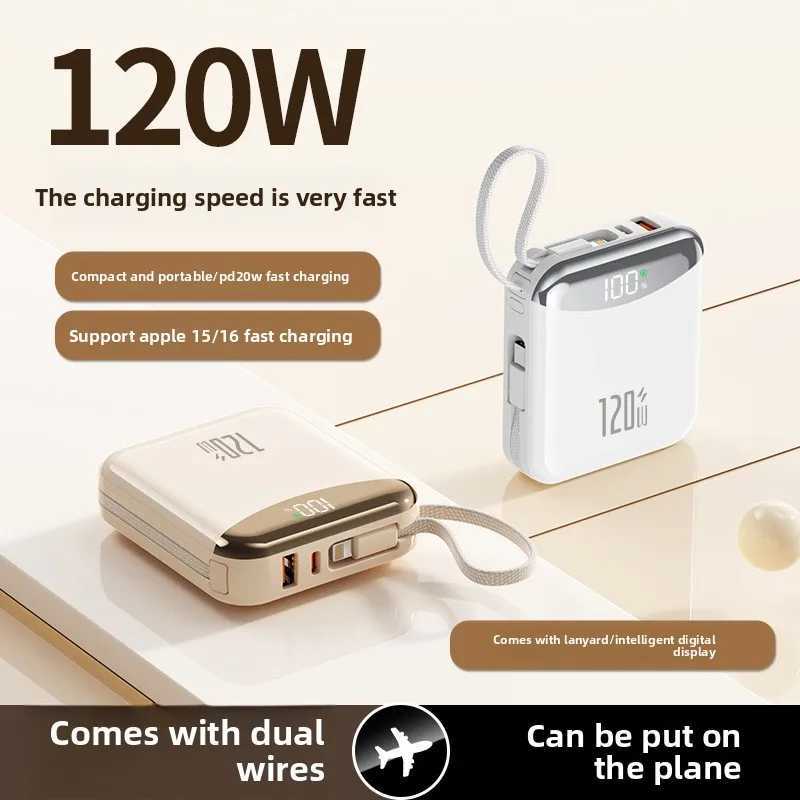 Portable Power Bank 120W Fast Charging Spare Battery 20000mAh Builtin 2 Cables for IPhone 13 14 15 16 J251114