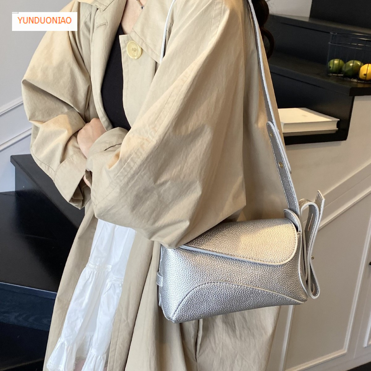 New fashion trend solid color underarm bag, versatile for autumn and winter, simple and luxurious style, women's shoulder bag, designer bag