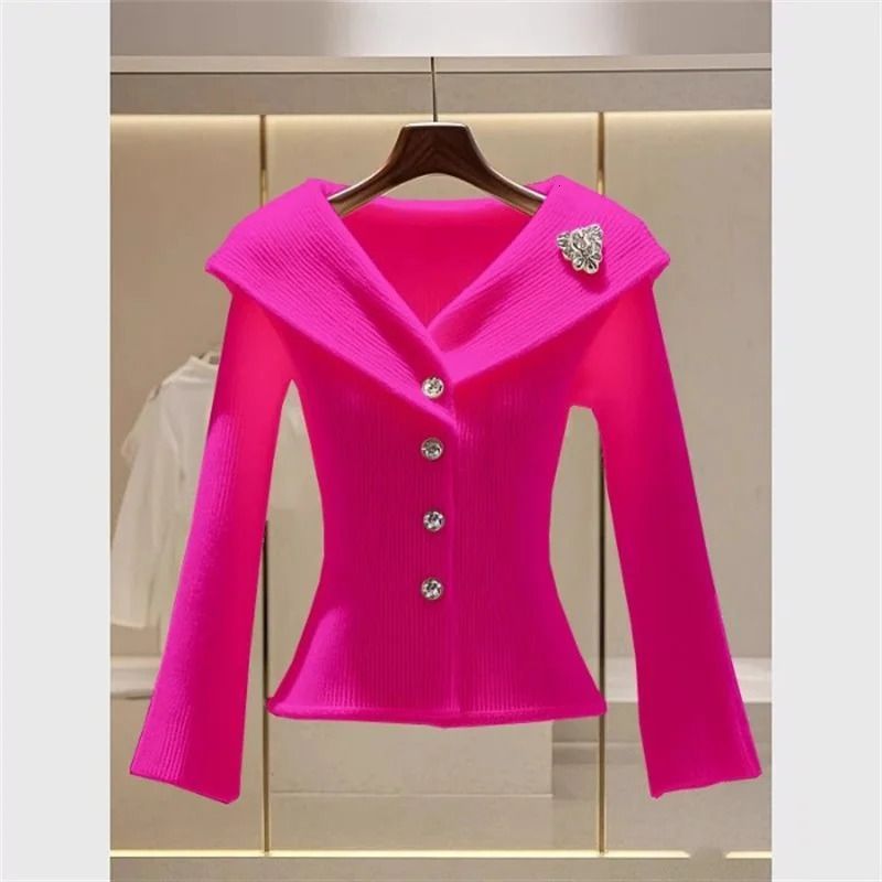 High Quality Cardigan Sweaters Jacket Womens Fashion Autumn VNeck Elegant Casual Coat Female Slim Knitted Ladies Tops 251020