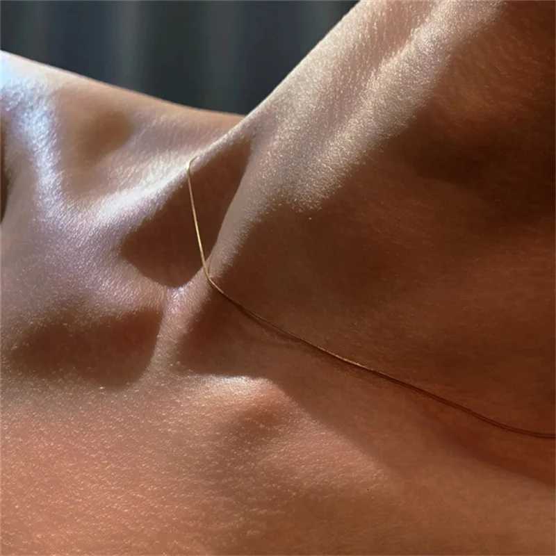 Vintage Gold Color Stainless Steel Snake Chain Necklace For Women Fashion Clavicle Chain Necklace Men Party Jewelry Accessories V251022