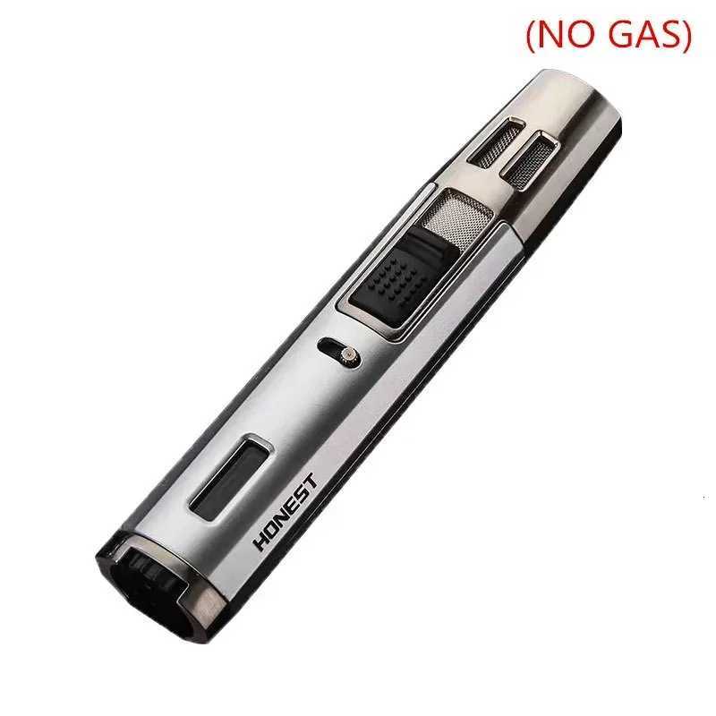 Portable long strip windproof gas lighter butane torch lighter double cross flame creative kitchen lighter metal lighterNO GAS C251022