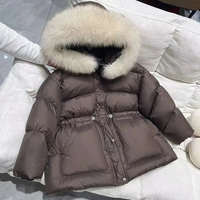 Children Medium To Long Cottonpadded Jacket 2025 Winter Teen Boys Girls Thick Warm Parka Coat Big Fur Collar Hooded Outerwear 251021