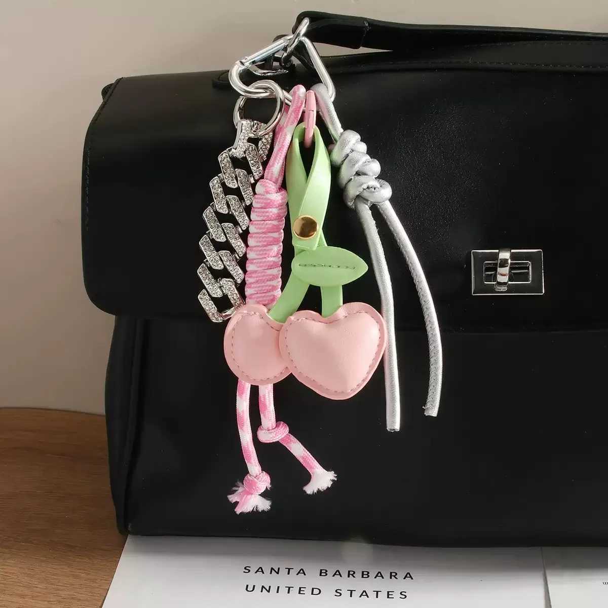 summer Backpack accessories flower cherry lemon strawberry Pendant Hand woven rope Key Chain J251121