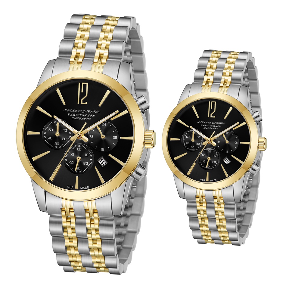 MJ Watches for Lovers Luxury Stainless Steel Dress Watch Easy to Read Big Face Chronograph Casual Analog Roman Numerals Reloj para Hombre