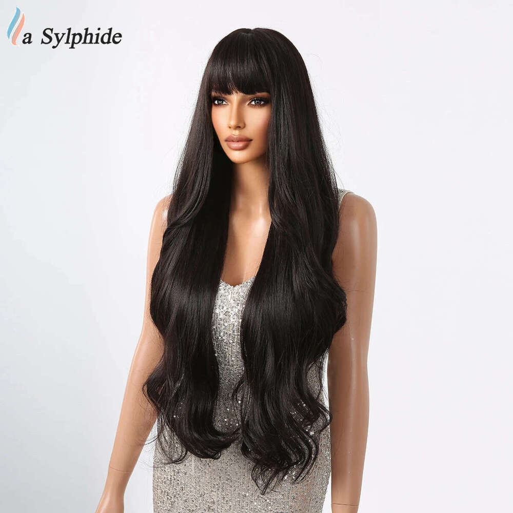 Yiwu Big Wave Bangs Long Curly Hair Platinum Gradient Realistic Atmosphere Synthetic Wig For Women