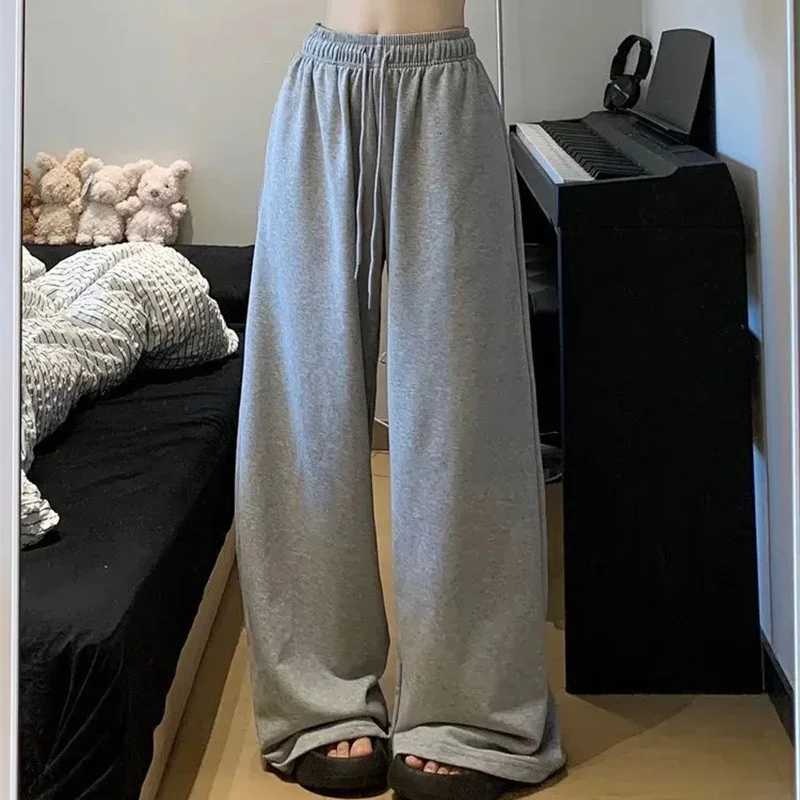 Wide Leg Sweatpants for Women Elastic Waist Casual Sport Pants Woman Streetwear Gray Oversize Sportswear FemaleT251022