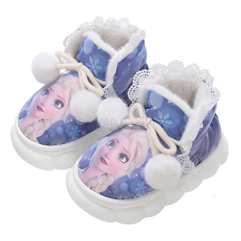 Disney Princess Elsa Winter Childrens Winter Cotton Slippers Girls Warm Frozen Velvet Frozen Fate Girls Cartoon Baby Shoes H251022