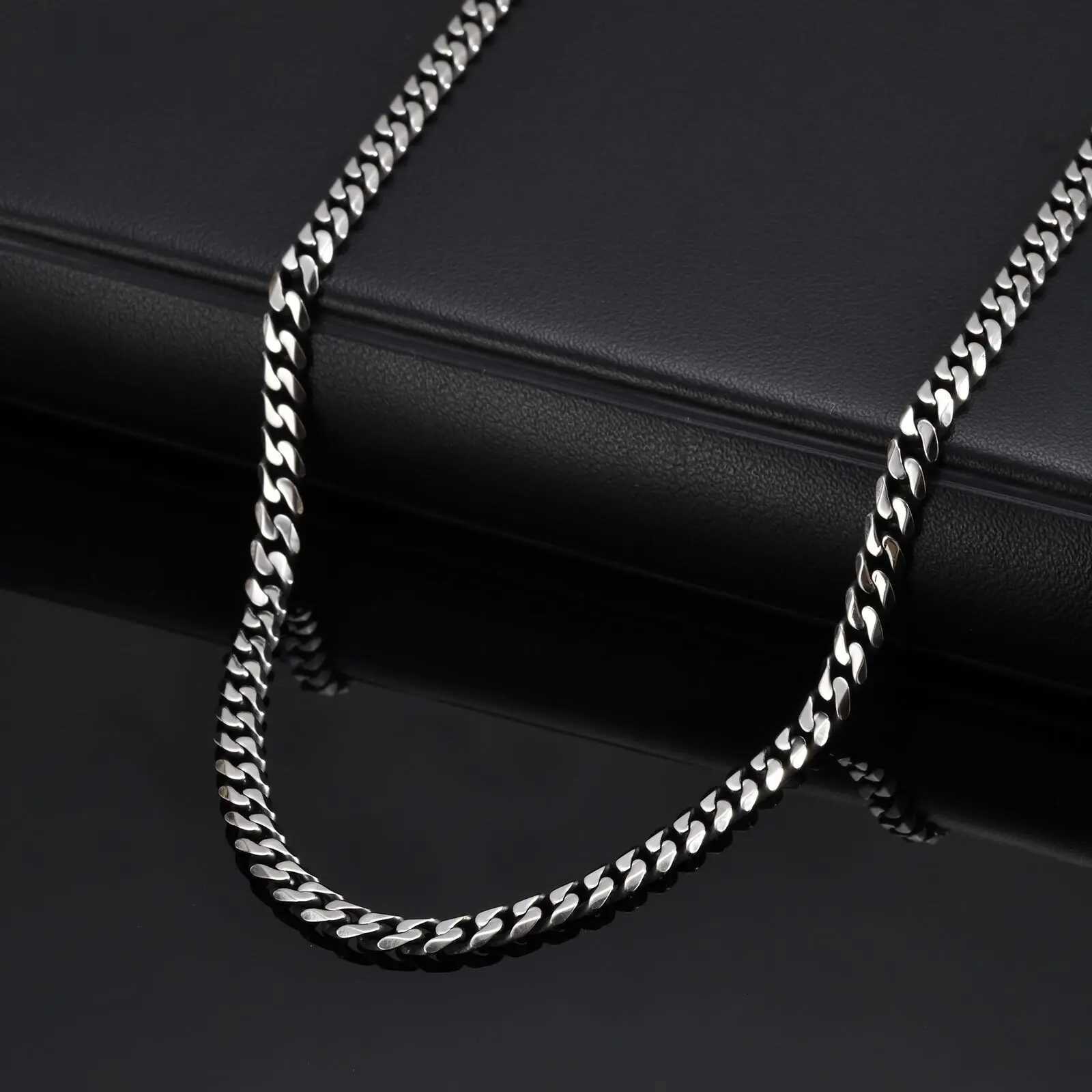 Vintage Chain Necklace for Men Boys357mm Retro Grey Stainless Steel CollarsRock Punk Antique Jewelry Gifts V251022
