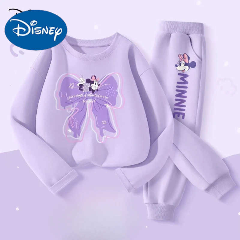 Disney Autumn Baby Girl Boy Clothes Set Children Minnie Printing Sweatshirt Top and Pants Bottom Two Piece Suit Kid Tracksuit H251022