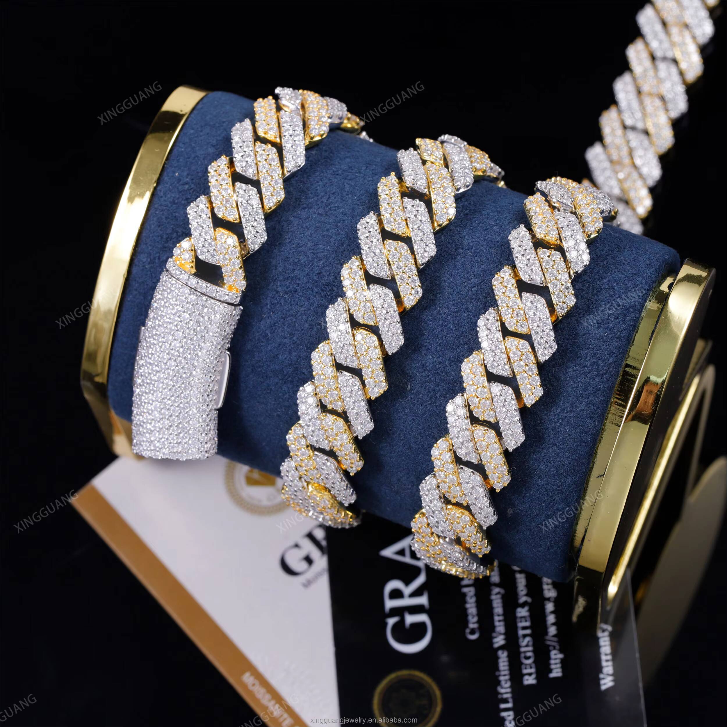 New Arrival 2024 S925 Sterling Silver Pass Diamond Tester VVS Moissanite Diamond Necklace Cuban Lidynamic Chain for Hip Hop Jewelry