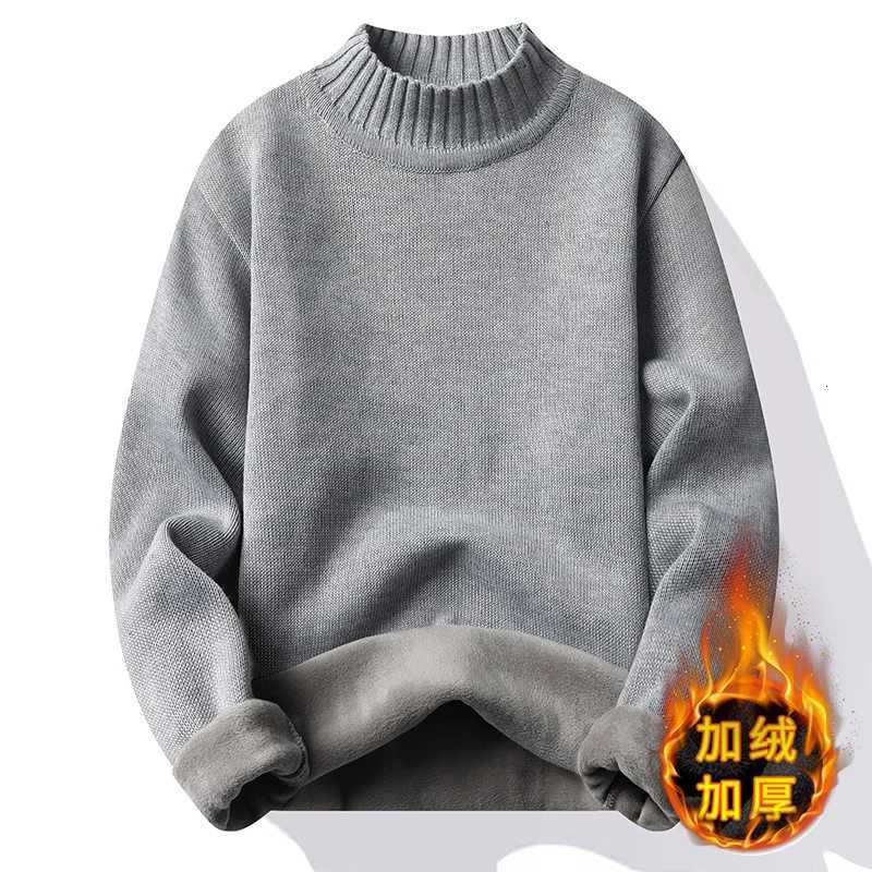 Mens Winter Fleece Pullover Knit Sweater Wool Plus Velvet Clothing Thick Warm Oneck Jumpers Fashion Y2K KnitwearXJ251022