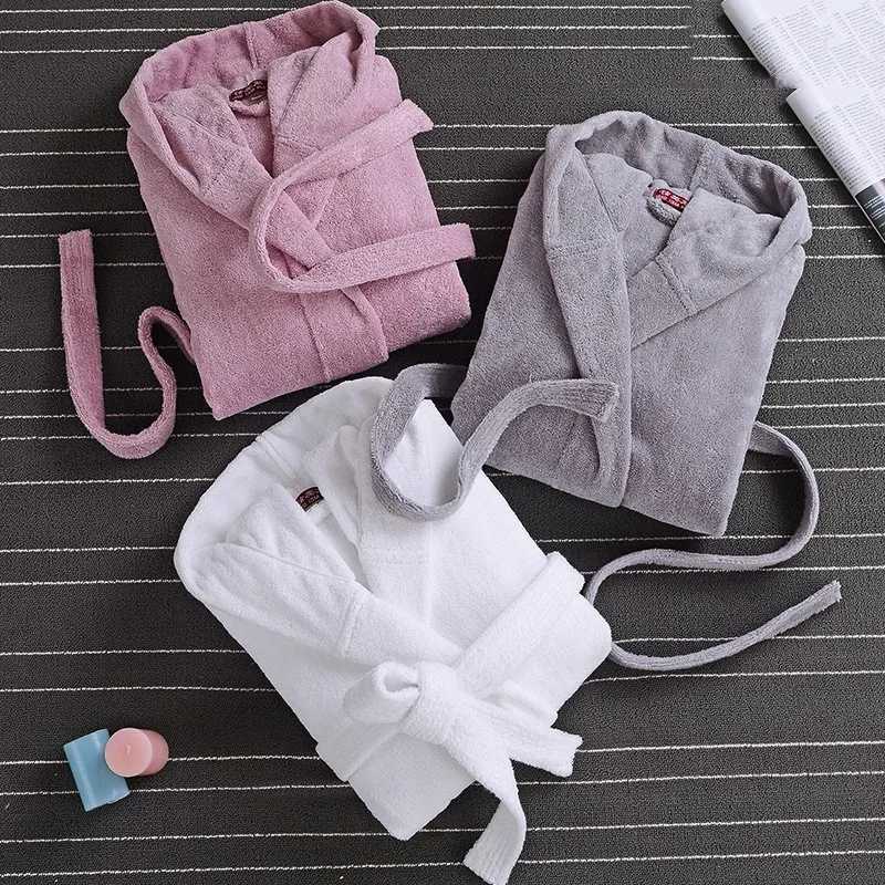 Winter Thick Robe Men Women Toweling Terry Hooded Robe Embroidery Cotton Bathrobe Soft Ventilation Sleeprobe Casual Warmhomewear C251022