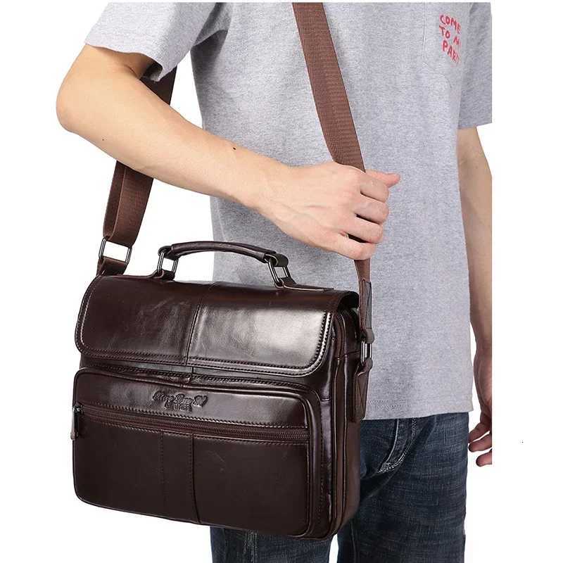 Vintage Luxury Handbag Cowhide Tote Shoulder Genuine Leather Briefcase for Man Business Messenger Crossbody Side Cross Bag W251022