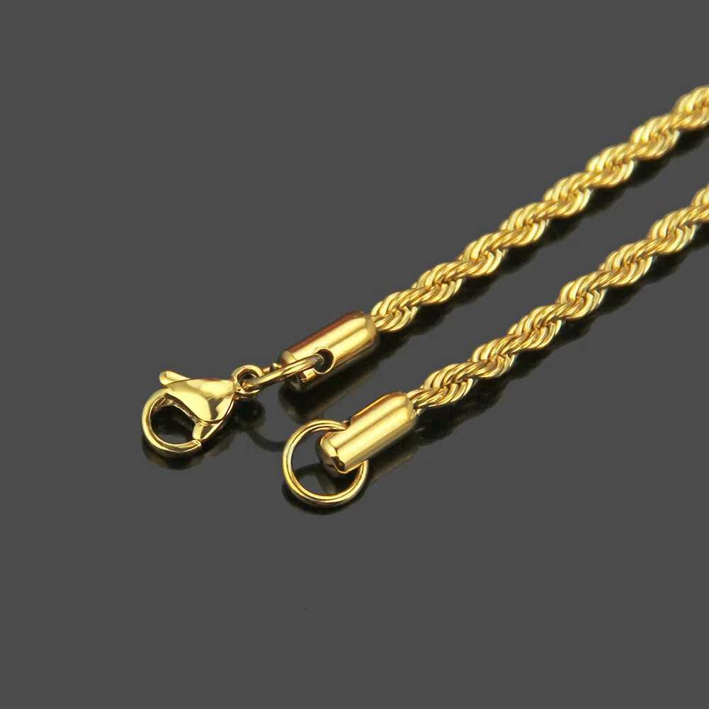 HNSP Stainless Steel Twist Rope Chain Necklace For Women Men Neck Jewelry Pendant Accessories V251022