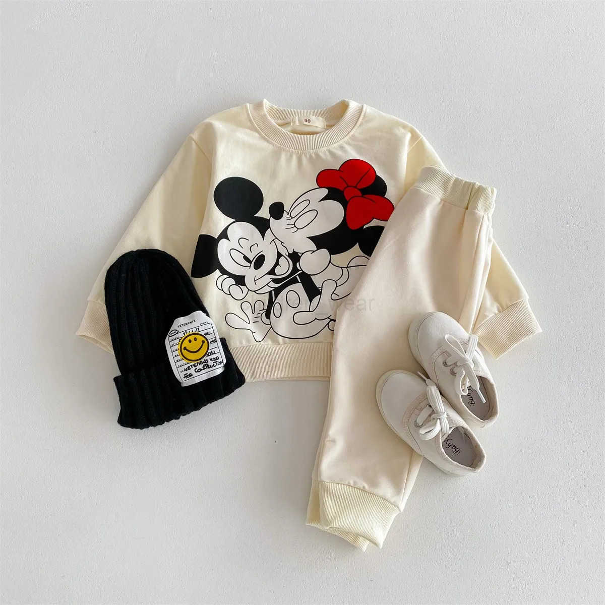 Disney Cartoon Printed Baby Tracksuit Spring Fall Loose Fashion Children Long Sleeve Sweatshirt Sweatpants 2piece Toddler Sets H251022