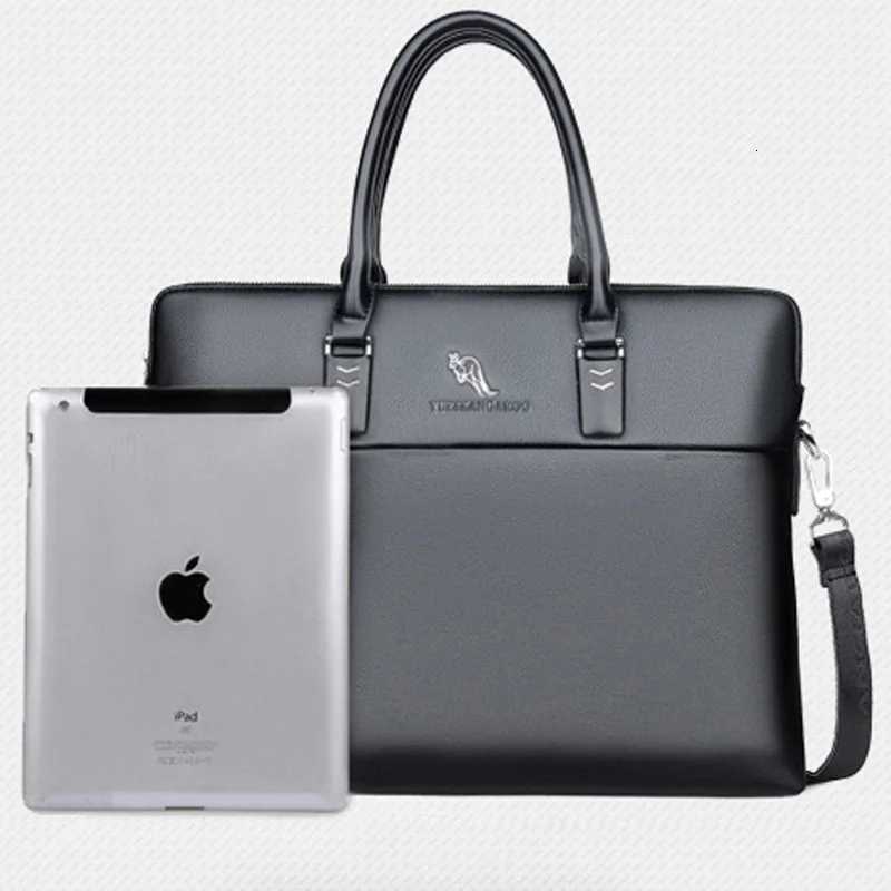 Mens Professional Leather Briefcase 14 Laptop Office Bag with Shoulder Strap Waterproof Business Messenger Bag W251022