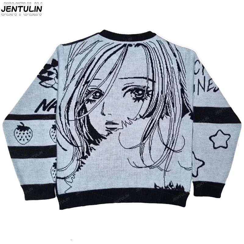 Punk Hip Hop Anime Graphic High End Men Y2K Gothic Mens Winter Sweate Harajuku Women Sweater Retro Pullover Men Clothing 251020