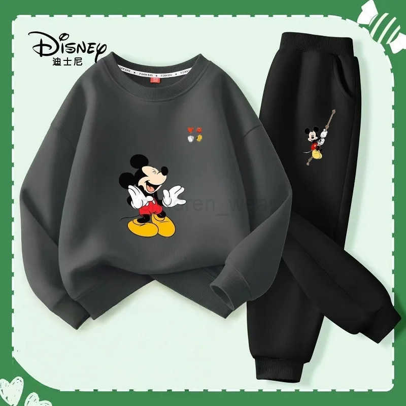 Disney Autumn Baby Girl Boy Clothes Set Children Mickey Printing Sweatshirt Top and Pants Bottom Two Piece Suit Cotton Tracksuit H251022
