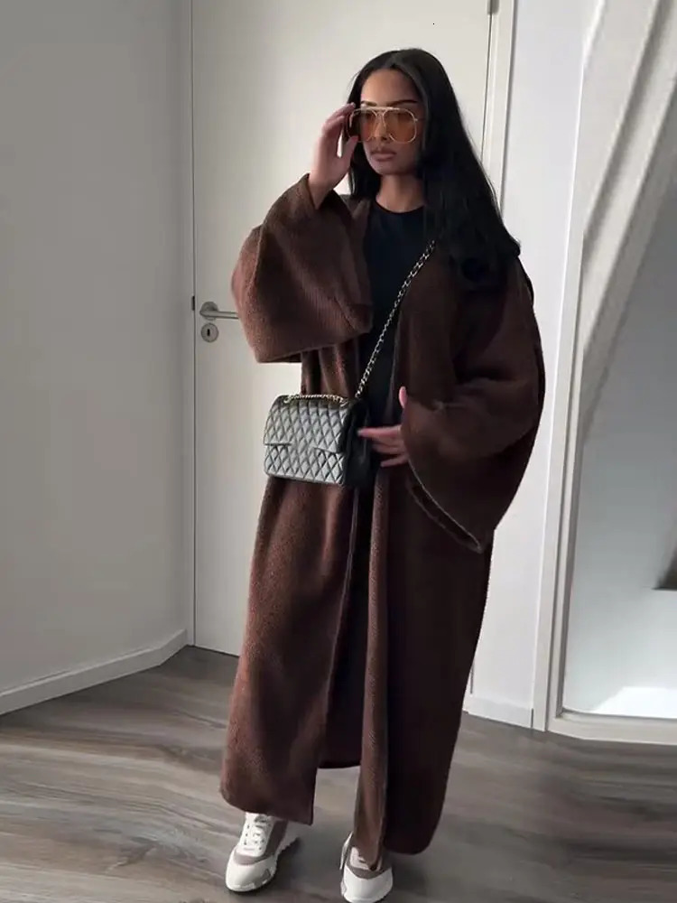 Casual Knitted Womens Cardigan Full Wide Sleeves Solid Loose Long Coats Lady Autumn Winter Fashion Female Overcoat 251017