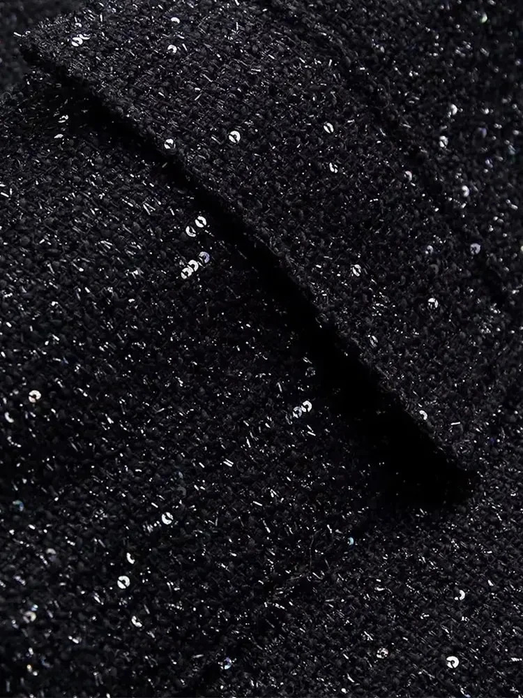 Nlzgmsj Women Shiny Sequin Jacket Y2k Gold Color Stand Collar Long Sleeve Short Coat Autumn Winter Ladies High Streetwear 251020