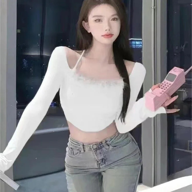 Plush Sweater Autumn Crop Sexy Knitted Pullovers Allmatch Off Shoulder Temper Attractive Korean Style Skinny Basic Ulzzang 251016